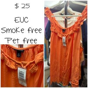 Torrid Orange Ruffled Smocked Blouse